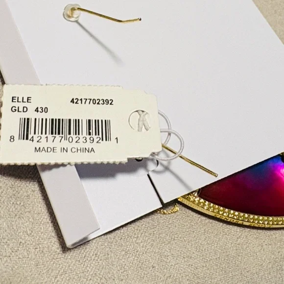 NWT [Kendra Scott] Elle Watercolor Illusion Iridescent Gold Frame Drop Earrings - Picture 8 of 8